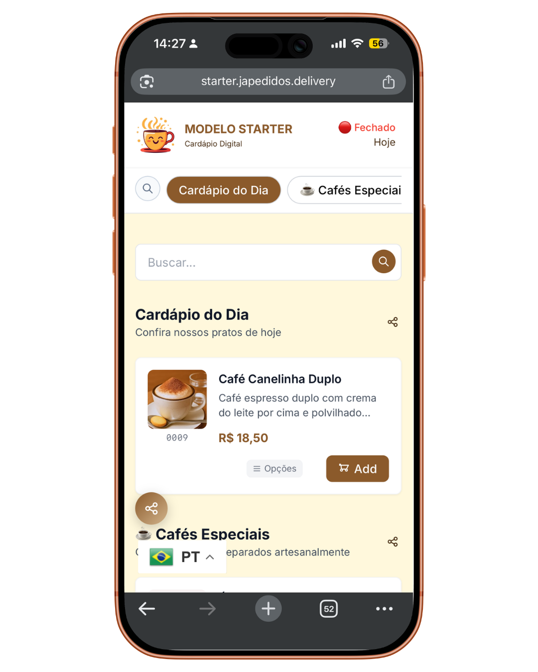 Cardápio Starter